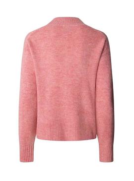 Camisola Pepe Jeans Cecil com gola Perkins rosa para mulher.