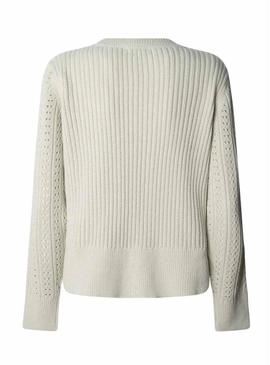 Camisola Pepe Jeans Candide perfurada bege para mulher