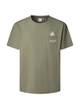 Camiseta Pepe Jeans Thansen verde para homem.