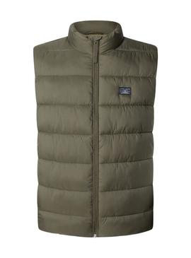 Colete acolchoado verde Pepe Jeans para homem.