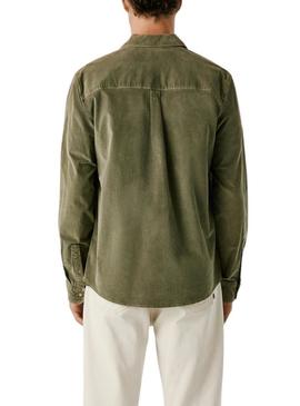 Camisa Pepe Jeans Clayton de veludo cotelê verde para homem.