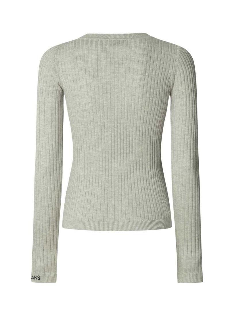 Camisola Pepe Jeans Carla cinza em malha canelada para mulher