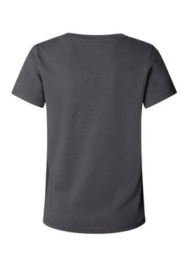 Camiseta Pepe Jeans Bertie com tachas cinza para mulher.