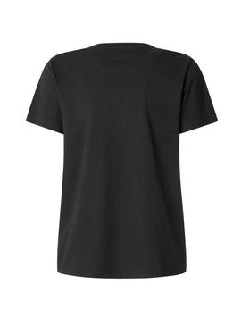 Camiseta Pepe Jeans Bernadette com tachinhas preto para mulher.