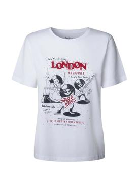 Camiseta Pepe Jeans Balbina branca para mulher.
