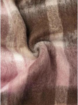 Cachecol Pepe Jeans Flavie xadrez marrom e rosa para mulher