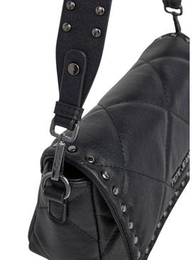 Bolsa Pepe Jeans Gemma acolchoada negra com tachas para mulher.