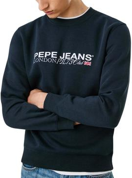 Moletom Pepe Jeans Matthew com gola redonda azul marinho para homem.
