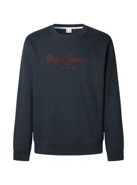 Moletom Pepe Jeans Macbeth com logo redondo em azul-marinho para homem.