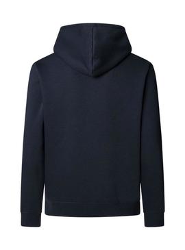 Moletom Pepe Jeans Macbeth com capuz com logotipo marinho para homem.