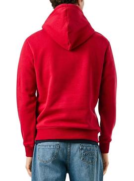 Moletom Pepe Jeans Macbeth com capuz vermelho e logo para homem.