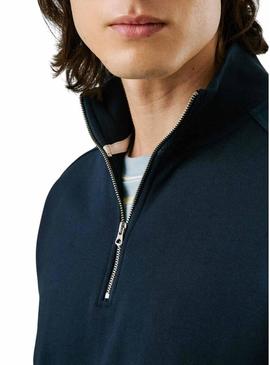 Moletom Pepe Jeans Mercuit azul marinho com meio zíper para homem