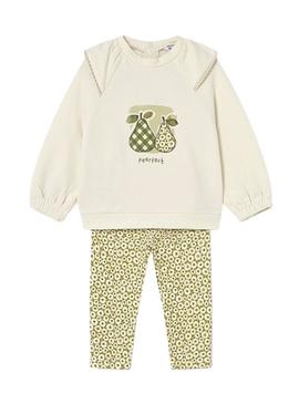 Conjunto Mayoral legging estampado e blusa de bebê.
