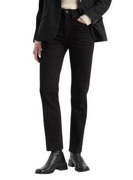 Calça jeans Levis 724 High Rise Straight preta para mulher