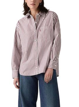 Camisa Levis Harlie Boyfriend listrada estampada para mulher.