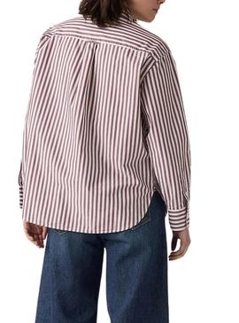 Camisa Levis Harlie Boyfriend listrada estampada para mulher.