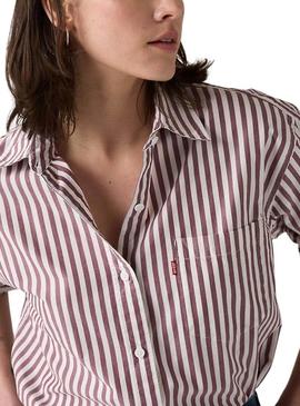 Camisa Levis Harlie Boyfriend listrada estampada para mulher.