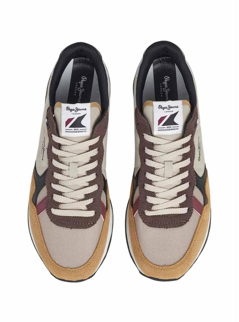 Sapatilhas Pepe Jeans Brit Colors bege para homem.