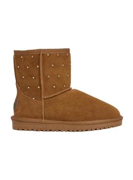 Botas Pepe Jeans Diss West em camurça com tachas cor de camelo para mulher.
