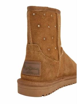 Botas Pepe Jeans Diss West em camurça com tachas cor de camelo para mulher.