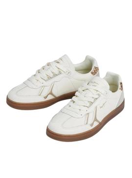 Sapatilhas Pepe Jeans Ball Basic branco glitter para mulher.