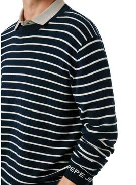 Camisola Pepe Jeans Andre riscas azul marinho para homem.