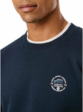 Moletom Pepe Jeans Tacky costas estampadas em azul marinho para homem.