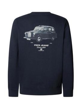 Moletom Pepe Jeans Tacky costas estampadas em azul marinho para homem.