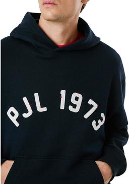 Moletom Pepe Jeans Maverick azul marinho com capuz para homem