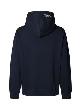 Moletom Pepe Jeans Maverick azul marinho com capuz para homem