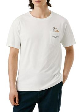 Camiseta Pepe Jeans Thansen branca para homem.