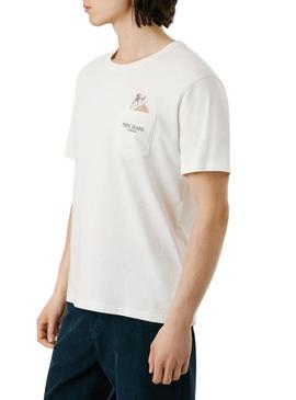 Camiseta Pepe Jeans Thansen branca para homem.