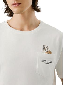 Camiseta Pepe Jeans Thansen branca para homem.