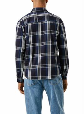 Camisa Pepe Jeans Codar xadrez azul para homem.