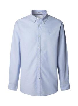 Camisa Pepe Jeans Cluny Oxford azul para homem.