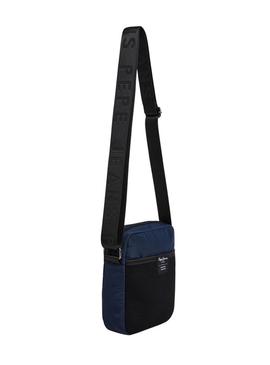 Bolsa Pepe Jeans Wayne reporter com logotipo marinho para homem.