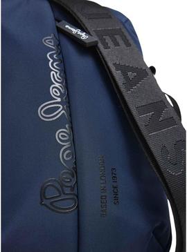 Bolsa Pepe Jeans Wayne reporter com logotipo marinho para homem.