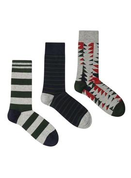 Pack 3 Pares de Meias Pepe Jeans Geo Tree para homens.