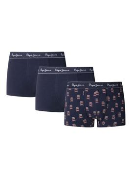 Pack 3 cuecas Pepe Jeans Double Decker marinho para homem