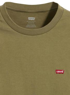 Camiseta Levis Original Housemark verde manga larga para homem.