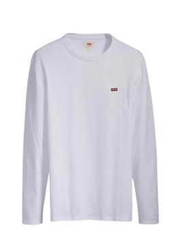 Camiseta Levis Original Housemark branca manga longa para homem.