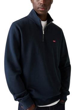 Moletom Levis Original Housemark meio zíper marinho para homem