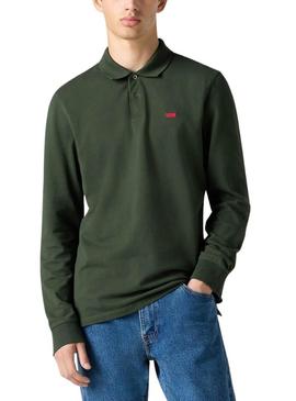 Polo Levis Housemark slim manga longa verde para homem