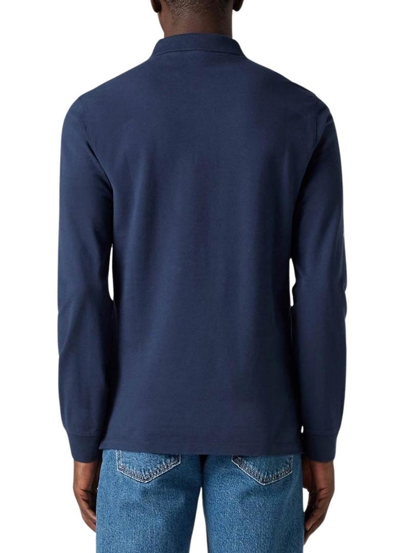 Polo Levis Housemark slim manga longa azul marinho para homem.