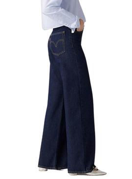 Calça jeans Levis Ribcage Wide Leg H223 para mulheres