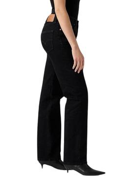 Calça jeans Levis 501 90S Rinsed preta para mulher