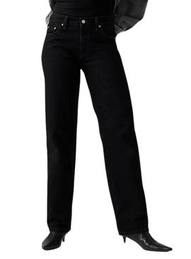 Calça jeans Levis 501 90S Rinsed preta para mulher