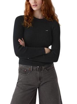 Camisola Levis Rib preta para mulher.