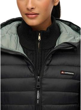 Casaco acolchoado Superdry Hood Fuji Lite preto para mulher