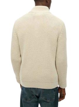 Camisola Superdry Jacob Cable bege para homem.